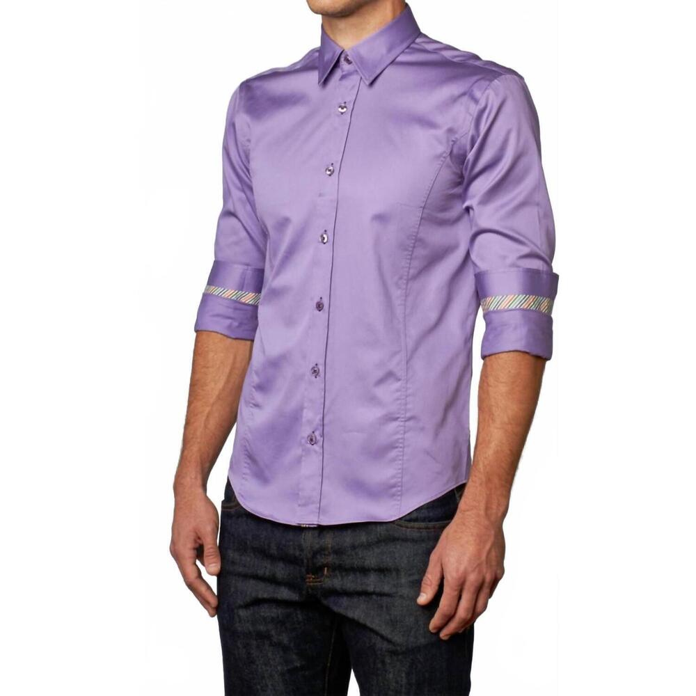 NEW EIGHT X colorful trim shirt in lilac